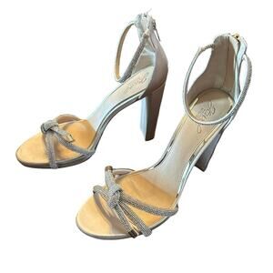 Jewel Badgley Mischka Lexie Knotted Platform Block Heel Champagne NEW Size 10